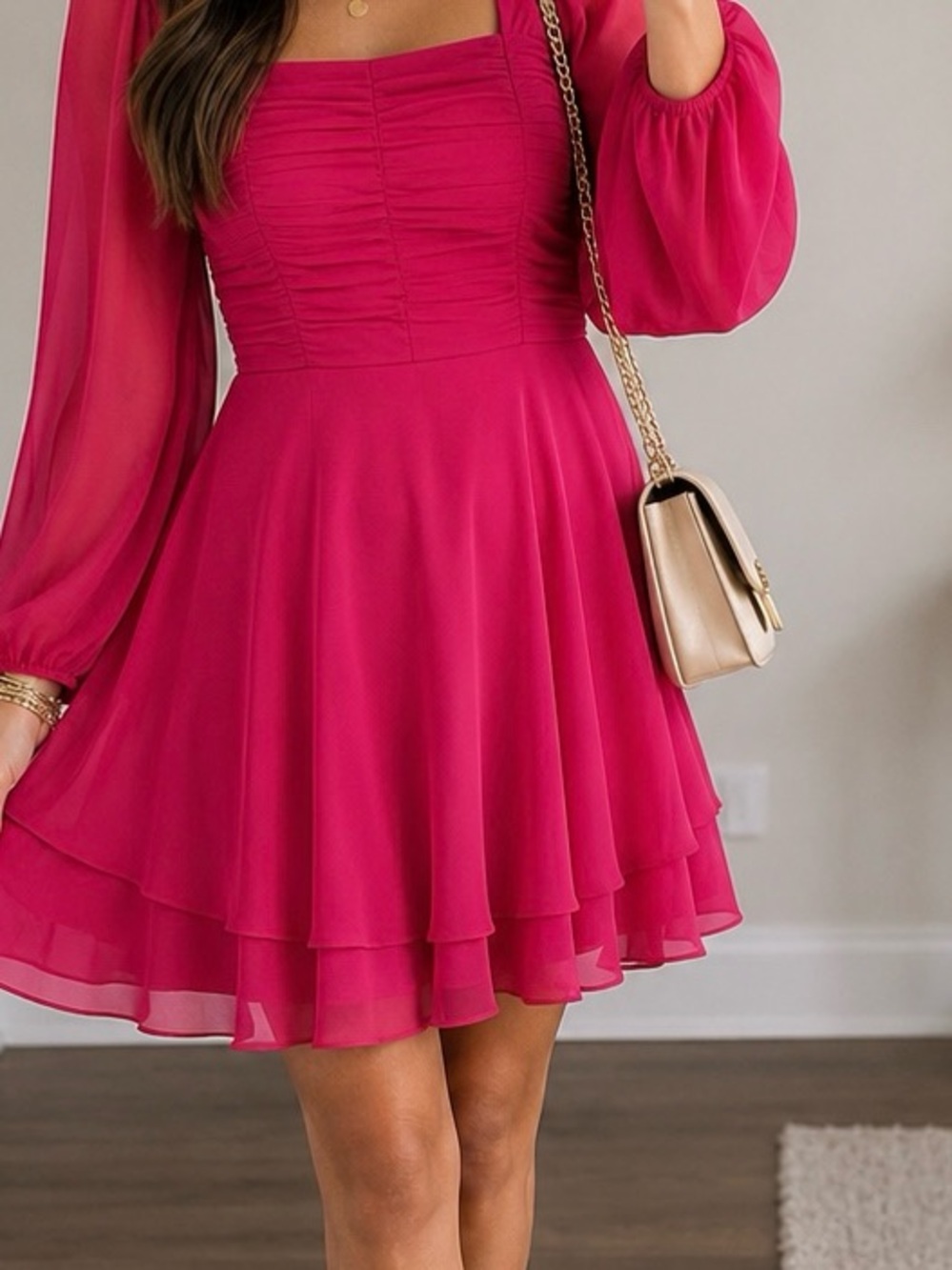 NEW FLAWED Altar’d State Hot Pink Mini Dress Size Large NWT